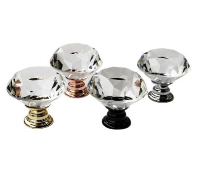 China Modern Diamond Crystal Handles Glass Knobs Cupboard Drawer Pulls Buffet Door Wardrobe Handle Furniture Hardware for sale