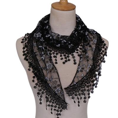 China Solid Color Cavity Lace Fabrics Ladies Warm Scarf Mixed Triangle Monochrome Breathable Clothing Triangle Scarf Korean Style for sale