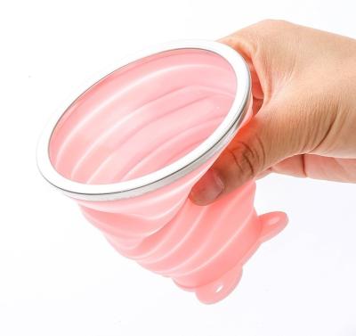 China Collapsible Portable Collapsible Portable Silicone Water Cup Outdoor Heat Resistant Collapsible Cup With Lid Travel Collapsible Drinks Cups For Camping for sale