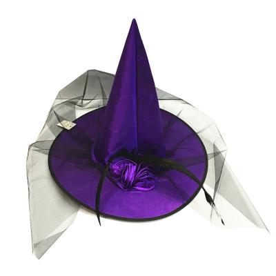 China Adult Cloth Kids Witch Hats Disguise Sliver Wizard Hat Costume Party Birthday Witches Hats Cosplay Halloween Top Props for sale