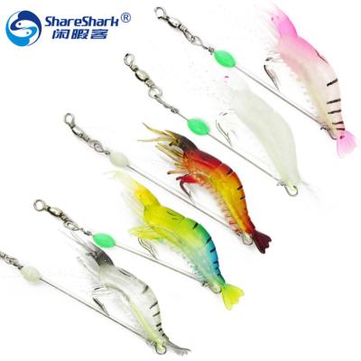 China Fishing Tackle 9.5cm/7g Jig Aid Hooks Fishing Plastic Soft Lure Shrimp Fishing Luminous Soft Lures for sale