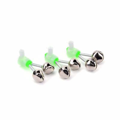 China Outdoor Activities Fishing Bite Alarms Fishing Rod Clip Bells Ring Green ABS Fishing Accessory Rod Clamp Tip for sale