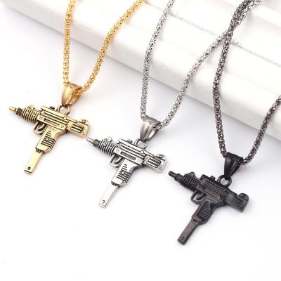 China Wholesale Punk Mens Tasty Jewelry Plated Gun Jewelry Findings Gold Plated Necklaces for sale