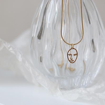 China Ethnic 18K Gold Plated Simple Gold Numeral Face Necklace Real Gold Plated Necklace 2021 Stainless Steel Necklace for sale