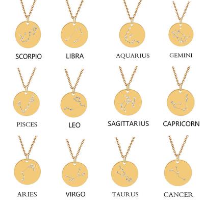 China 2021 Trendy Stainless Steel Jewelry Trendy Jewelry 18K Zodiac Sign Zodiac Necklace Zodiac Necklace for sale