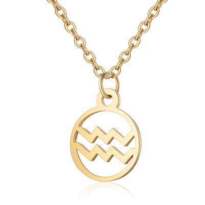 China TRENDY Stainless Steel Necklace Zodiac Sign Necklace Gold Plated Pendant Necklace Men Trend Jewelry 2021 for sale