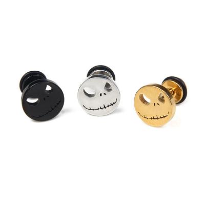 China FASHIONABLE Men's Stainless Steel Smiling Stud Earrings Halloween Evil Ear Stud Skull Punk Earring Jewelry Wholesale Earring for sale