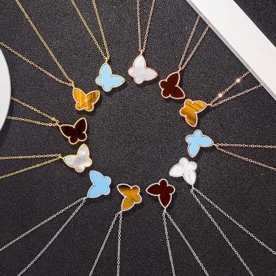 China Fashionable S925 Sterling Silver Butterfly Necklace Colorful 2021 Butterfly Necklace Trend Pendant Jewelry for sale