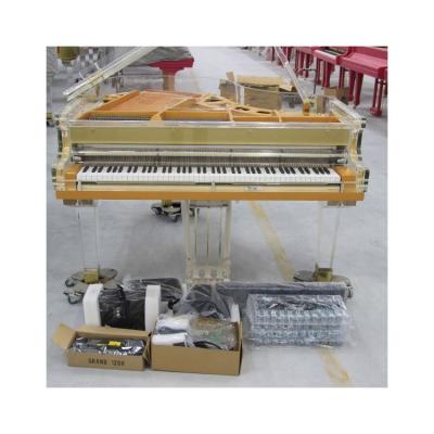 China Good Selling Mechanical Self Playing Glass Mechanical Keyboard Acrylic Crystal Piano With Bench For Hotel for sale