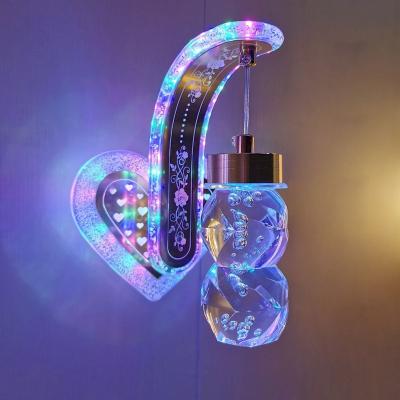 China Modern Heart Wall Lamp RGB Low Wall Sticker Crystal Lamp For Living Room Led Wall Light Lamp for sale