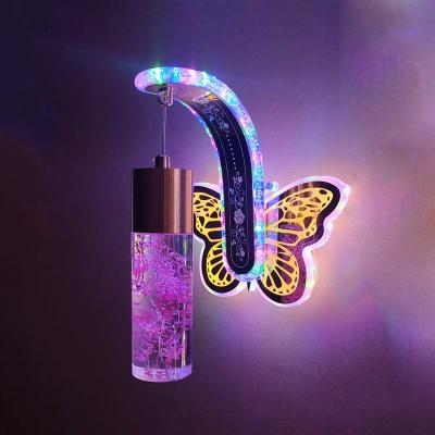 China Modern Crystal Bathroom Vanity Lights Led Bedroom Wall Light Butterfly Wall Light for sale