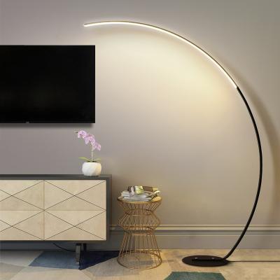 China Nordic Dimmable C Shape Led Lighting Floor Lamp Nordic Black White Arc Shape Living Room Bedroom Decor Corner Floor Lamp for sale