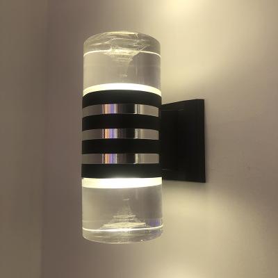 China Modern Logo Double Head Pattern Laser Acrylic Aluminum Aluminum Up Led Lights Keep Down Wall Light Outdoor IP65 Waterproof for sale