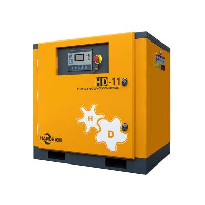 China Lubricated 11KW 15HP Fixed Gear Screw Air Compressor HD-11 Yellow for sale