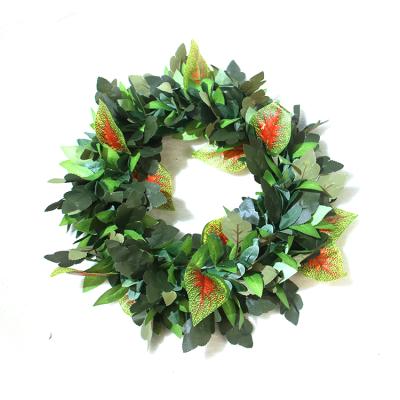 China Wholesale Customizable Artificial Handmade Easter Halloween Leaf Door Green Garlands for sale