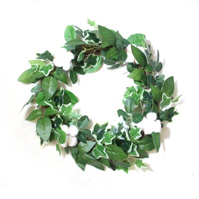 China Handmade Artificial Realistic Halloween Easter Holiday Ritual Ornaments Cotton and Green Leaf Garland for sale