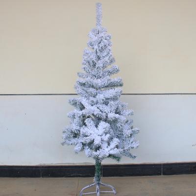 China Light Up Atmosphere Christmas Tree Flocking Christmas Tree 150cm Large White Artificial Tree Outdoor Decoration for sale