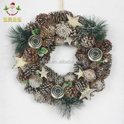 China Hot Sale Eco-friendly Vintage Christmas Easter Artificial Wreath With Candle Decoration For Front Door for sale