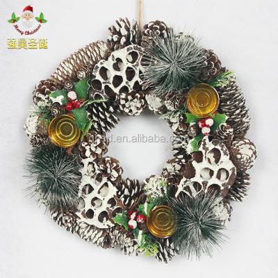 China Factory Wholesale Eco-friendly Handmade Christmas Candlestick Wreath Natural Material 20526 for sale