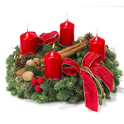 China Wholesale Eco-friendly Cheap Outdoor Christmas Wreath Door Hanging Artificial Decorative Candle Wreath for sale