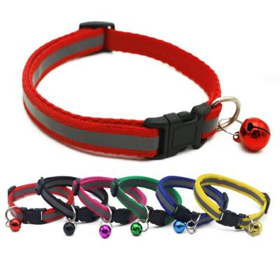 China Customized Cheap Nylon Cat Collar With Bells Price Pet Collars Safety Buckle Material Reflective for sale