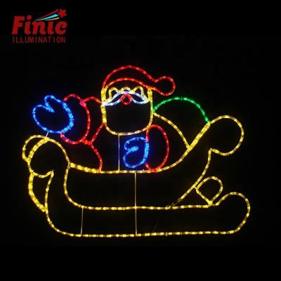 China Commercial Mall IP65 Commercial Store Light Brightest 2D Neon Rope FINIC Use Deer Sleigh Led Christmas Pattern Light for sale