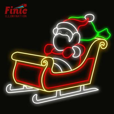 China Santa In Sleigh Led Christmas Pattern Light Holiday Use FINIC Rope Light IP54 Metal Frame Mall Square Commercial Outdoor Park 2D for sale