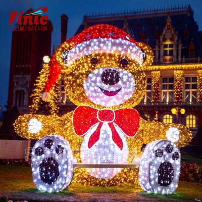 China Ip65 Metal Bear FINIC Frame Waterproof Festival Holiday Outdoor Park Mall 3D Bear Led Decorative Lighting for sale