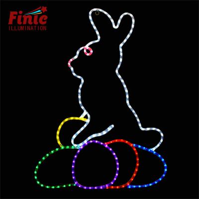 China Commercial 2D Easter Bunny Motif Lighting Neon Rope Neon Light Commercial Use FINIC Ip65 Outdoor Decorative Lighting Square Mall for sale