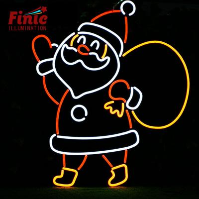 China Newest 2D Santa Red Yellow Rope Decor FINIC LANDSCAPE Pattern Light Waterproof Christmas Party Led Neon Lamp for sale