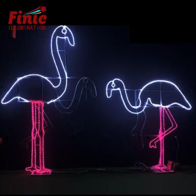 China FINIC Commercial Long Use IP65 Holiday Park Motion Flamingos LED 2D Christmas Pattern Rope Light for sale