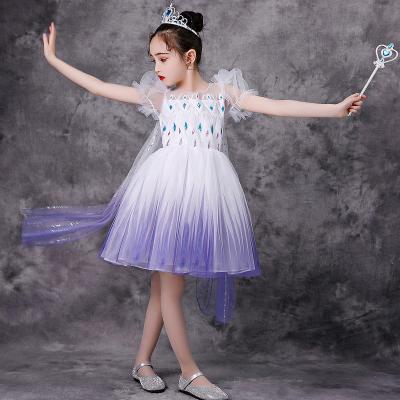 China Washable Cosplay Dress Girls Elsa Costume Girls Elegant Princess Short Sleeves Kids Elsa Dress for sale