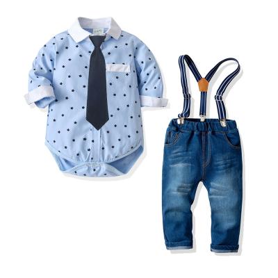 China Wholesale Boys Anti-Shrink Clothes Cotton Material Comfortable Boys Dress Newborn Baby Boy 2 Sets Jeans Wear for sale