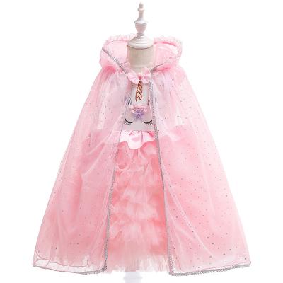 China Viable Wholesale Kids Tulle Capes Girls Sequins With Glitter Unicorn Style Hood Cape DJS008 for sale