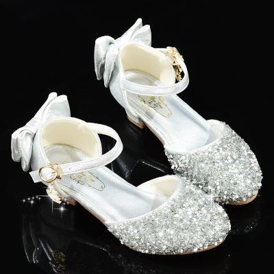 China Wholesale Breathable Princess Shoes Children High Girls Lodging Children Crystal Sequined Shoes Stylish Sandals for sale