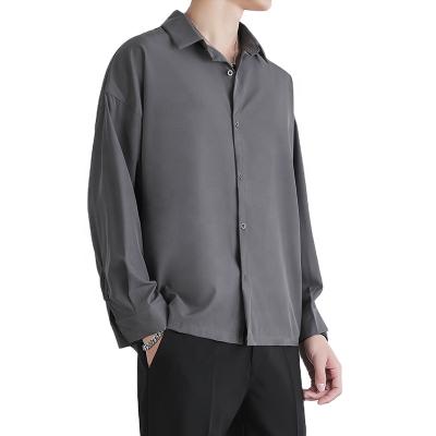 China Summer Spring Anti-pilling Long Sleeve Man Shirts Top Loose Casual Shirt Men Fashion Chiffon Shirt Men Plus Size for sale