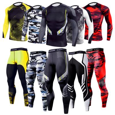 China Men's Breathable Sports Suits Sportswear Compression Clothing Fitness Training Kit Quick Dry Bike Riding Clothes 2-Piece Suit for sale