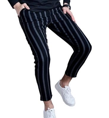 China New Spring Anti-wrinkle Mid Autumn Trouser Vintage Striped Printed Pencil Men Casual Skinny Pants Men's Waist Elastic For Trousers Men for sale