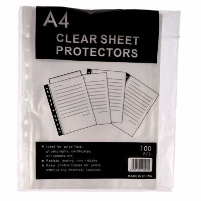 China Factory Wholesale 0.017-0.1mm Thickness Eco-friendly A4 Clear Size Plastic Sheets 100/bag For Office 11 Holes Sheet Protectors for sale