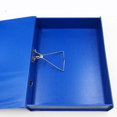 China Portable FC Large Capacity PVC Folder Stationery Waterproof Desktop Storage Box Folder Document Box Case with Spring Clip Folder Box for sale