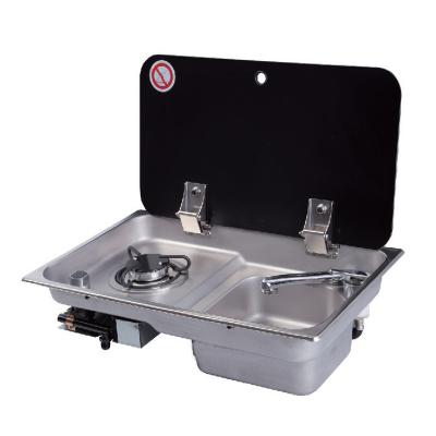 China Hot Sale Portable RV Car Gas Stove Gas Cooker Parts Burner Gas Stove with Sink and Lid for sale