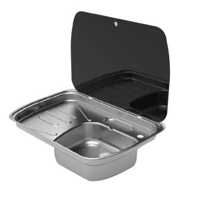 China With Faucet 304 Stainless Steel Kitchen Sink Square Panel Sink With Lid For RV Camping for sale