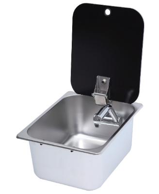 China Rimless Boat Trailer Faucet Stainless Steel Water Tank With Folding Faucet And Tempered Glass Cover for sale