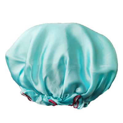 China Viable Pure Adult Waterproof Shower Hat Home Double Layer Color Cleaning Hat for sale