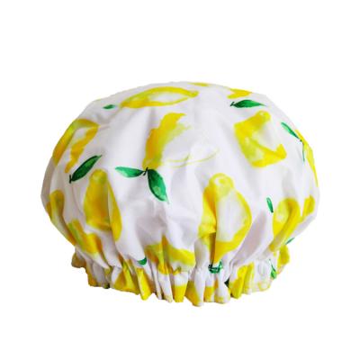 China Sustainable Reusable Women's Waterproof Double-Layer Printed Shower Cap for sale