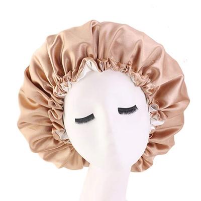 China Sustainable new style double-layer satin cleaning night hat with large adjustable rope double-layer color can be customized for sale