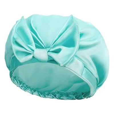 China Sustainable Women's Single Double-Layer Satin Waist Adjustable Waterproof Bow Cuter Shower Hat for sale