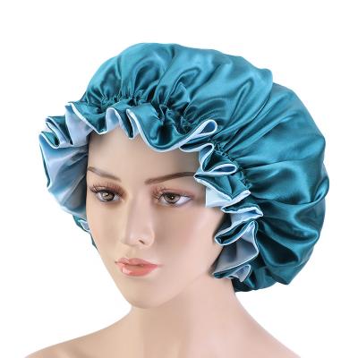 China New product environmental protection double satin large lace sustainable hot luxury extra large hair care soft night cap for sale