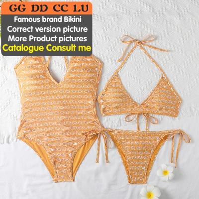 China Sexy Lady Designer Swimwear Brand Breathable Classic Top Swimsuit Triangle Bikini for sale