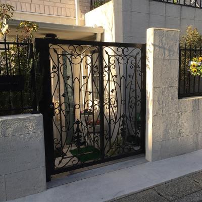 China Easily Assembled European Style Grill Designs Front Door Wrought Iron Main Door For Garden for sale